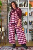 Nora Brushed Cotton Gingham Kick Pant Aubergine